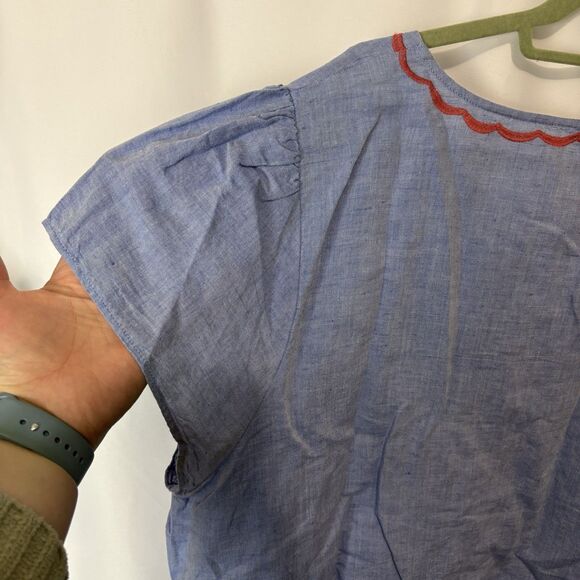 Talbots Women’s Peasant Top Cotton Linen Embroidered 3X Boho Casual Preppy - Picture 7 of 7